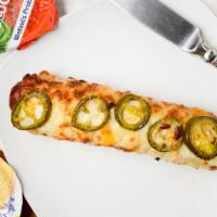 Jalapeno Cheese Dog · Beef Dog Wrapped with Cheese Pretzel around it and topped with Jalapenos
476-480 cal.