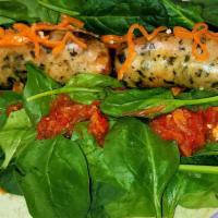 Spinach & Feta Brat (Chicken)    🌶🌶  · Spinach wrap with spinach, fresh habaneros, Handcrafted Tolerable Saulce, & Havarti cheese