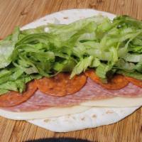 6 Inch Ouncer · Mini wrap with hard salami, pepperoni, lettuce & provolone cheese