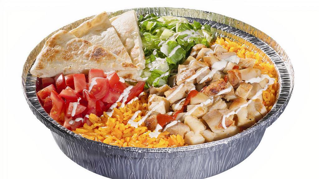 Chicken Platter · Platters are served with one white sauce and one red sauce. Regular platters are served with two white sauces and one red sauce.