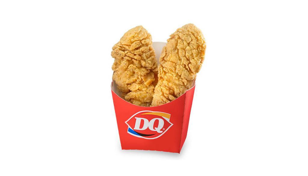 Kids' Chicken Strips · Two chicken strips, served with drink, fries, and DQ treat.