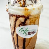 Coco-Gold Explosion · Caramel-Mocha Frappe topped with Whipped Cream, Drizzled with Dark Chocolate and Caramel Sau...
