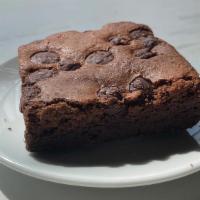Brownies · Rich, chocolatey brownies with chocolate chips (no nuts).
