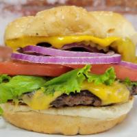 All American  · Angus Beef, American Cheese, Lettuce, Tomato, Pickles, Red Onions, Mayo, Mustard.