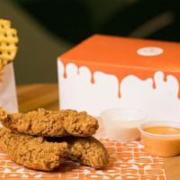 Fuku Fingers Meal · Crispy 3-piece Chicken Fingers with Crispy Golden Waffle Fries with Sweet Jalapeno seasoning.