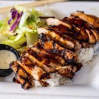 Chicken Teriyaki · Over a half pound of marinated chicken, grilled to perfection. Covered in fresh teriyaki sau...