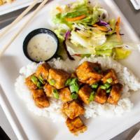Tofu Teriyaki · Over a half pound of tofu, with a crunch outside and delicious inside, tossed in teriyaki sa...