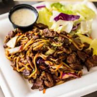 Beef Yakisoba · Diced beef skirt steak served with stir-fry noodles, our irresistible salty-sweet yakisoba s...