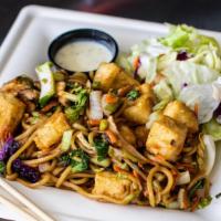 Tofu Yakisoba · Crispy diced firm tofu served with stir-fry noodles, our irresistible salty-sweet yakisoba s...