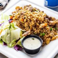 Chicken Fried Rice · Chicken grilled and diced then served in a special fried rice dish containing flavors of ses...
