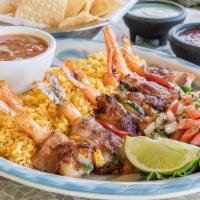 Shrimp Brochette · Jumbo Gulf Brown Shrimp brochette-style shrimp with Monterrey Jack cheese, jalapeño, & bacon...