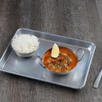 The Classic Butter Masala (Vege/Gf) · Rich, creamy and buttery tomato curry infused with grandma’s secret spices

Served with Basm...