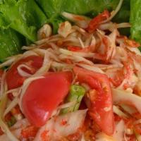Laos Style Papaya Salad · Punchy balance between umami, spicy, sweet, salty and sour Laos Style Papaya Salad