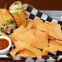 Buffalo Chicken Wrap · Fried chicken and buffalo chunks with Shredded Monterey Jack, Lettuce, Tomatoes and Ranch wr...