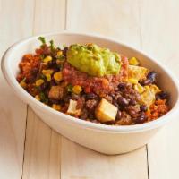 Vegan Burrito Bowl · Cauliflower Rice, Abbot's Butcher Chorizo, Black Beans, Salsa, Corn salsa, Guac