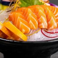 Salmon · Served with soup salad steamed rice shrimp appetizer and hibachi vegetables