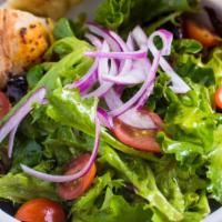 House Salad · mixed greens, tomatoes, red onions, house made
balsamic vinaigrette
