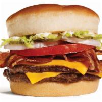 Bacon Double Cheeseburger · We invented the Bacon Cheeseburger way back in 1963. Try this 1/3lb. double served with Amer...