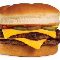 Double Cheeseburger · A 1/3 lb. double made with 100% U.S. Beef patties, two slices of American cheese, ketchup, m...