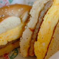 Benny'S Breakfast · Two eggs, cheese and a choice of meat ham, bacon, or sausage served on a toasted bagel or cr...