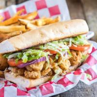 Fried Shrimp · Toasted French roll with lettuce, tomato, onion, pickles and sauce. Fries or chips. Jalapeño...