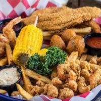 Seafood Combo Platter · Shrimp, catfish, and crawfish.