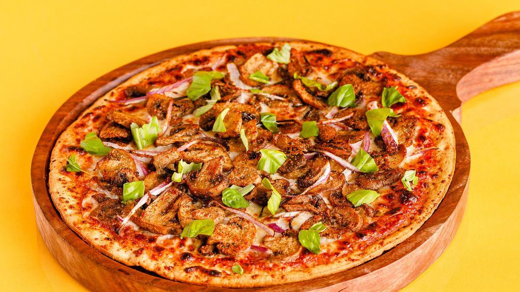 Mushroom & Onion Pizza · Roasted mushrooms and garlic, onions, and fresh basil.