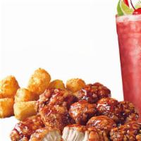 Honey Bbq Sauced Jumbo Popcorn Chicken® Combo · Our Jumbo Popcorn Chicken made with breaded 100% all-white meat chicken and coated in a tang...