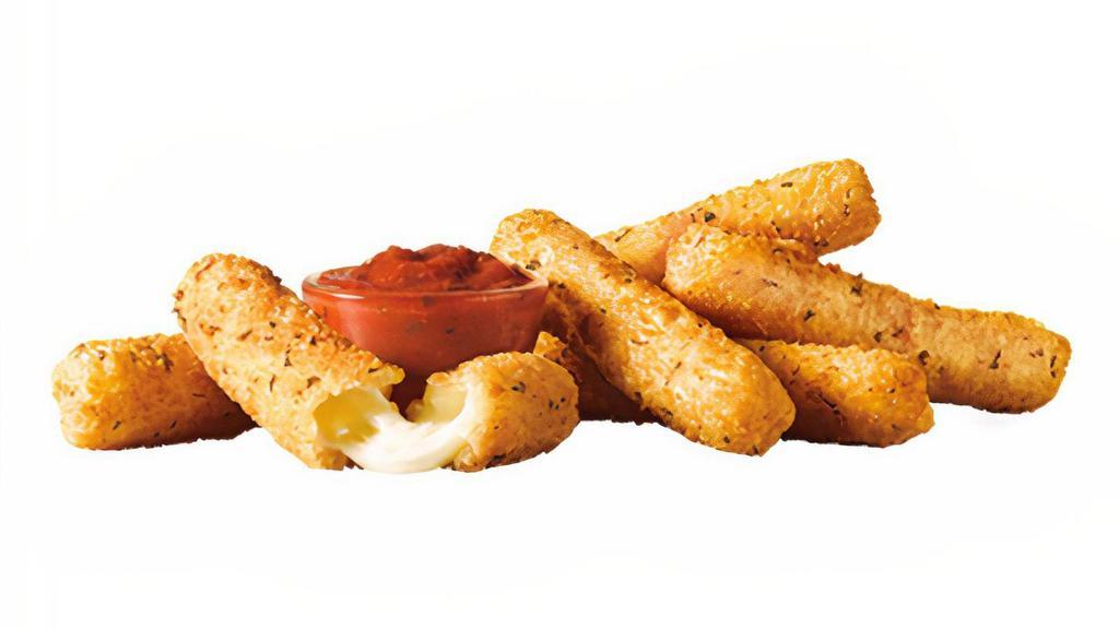 Mozzarella Sticks · Crispy on the outside, gooey on the inside. Melty, real mozzarella cheese, breaded and fried to perfection. Dunking in a side dipping cup of creamy marinara sauce is a must.  ***Please choose your dipping sauce preference below.