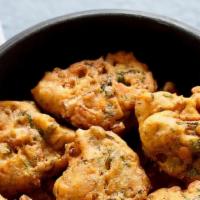 Vegge Pakora Pioneer [Vegan] · Vegetable fritters dipped in chickpea batter and deep fried