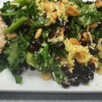Kale Salad · kale, lemon, Marconi almonds, cranberries, manchego  cheese, citrus vinaigrette
