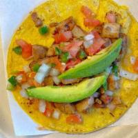 Bandera Taco · Corn Tortilla, Grilled Chicken, Avocado Slices and Pico de Gallo