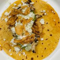 Taco Liflower · Corn Tortilla, Grilled Cauliflower, Avocado Slices, Crispy Onions, Queso Fresco and Avocado ...