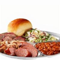 Large Combo Plate · Choose up to 3 meats and 2 veggies (add $1.00 for ribs).