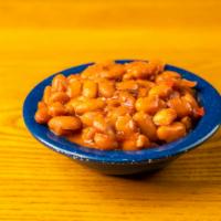 Bbq Beans · Pinto beans, cooked according to the old Bryan recipe (with a taste of brisket).