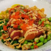 Papa Fresh Mix · Papa classic shuyo, tuna, salmon, green onion, yellow radish, edamame, masago, seaweed salad...