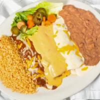 Mama Beto · A combination of a chicken enchilada with sour cream sauce, one beef enchilada with chili co...