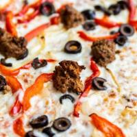 Tremor · Homemade Meatballs, Black Olives, Roasted Red Bell Peppers & Onions