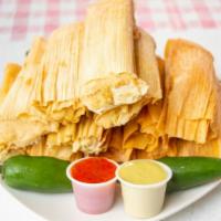 Tamal Mexican ( 6 )  · MEXICAN TAMAL PORK , CHICKEN,BEEF AND RAJAS AND CHEESE .Min. order 6