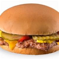 Kids' Cheeseburger · One beef patty, cheese, pickles, ketchup and mustard. Served with drink, fries and DQ treat.