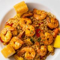 Cajun Stir Fry Shrimp · 10 large tail-on shrimp sautéed in olive oil, lemon, butter, garlic with Cajun spices and ba...