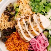 Thai Coconut Salad · Mixed greens, herb-marinated roasted chicken, chile sweet potato, toasted coconut, cucumber,...