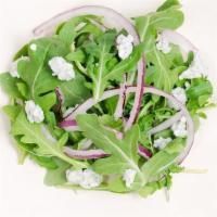 Arugula + Blue Cheese Salad · arugula, gorgonzola cheese and red onions tossed in champagne vinaigrette