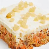Carrot Cake · classic carrot cake with dried apricots, topped with orange honey cream cheese icing and cry...