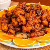 Orange Chicken · Hot and Spicy. Tossed with dry hot peppers and fresh orange peel for spicy citrus chicken.