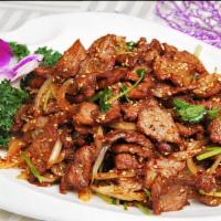 Cs11. Cumin Beef  · More Hot and Spicy. Dry Stir Sliced Beef with a Xi'an Style Spicy Cumin Seasoning