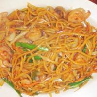 Shrimp Lo Mein  · Soft wheat noodles.