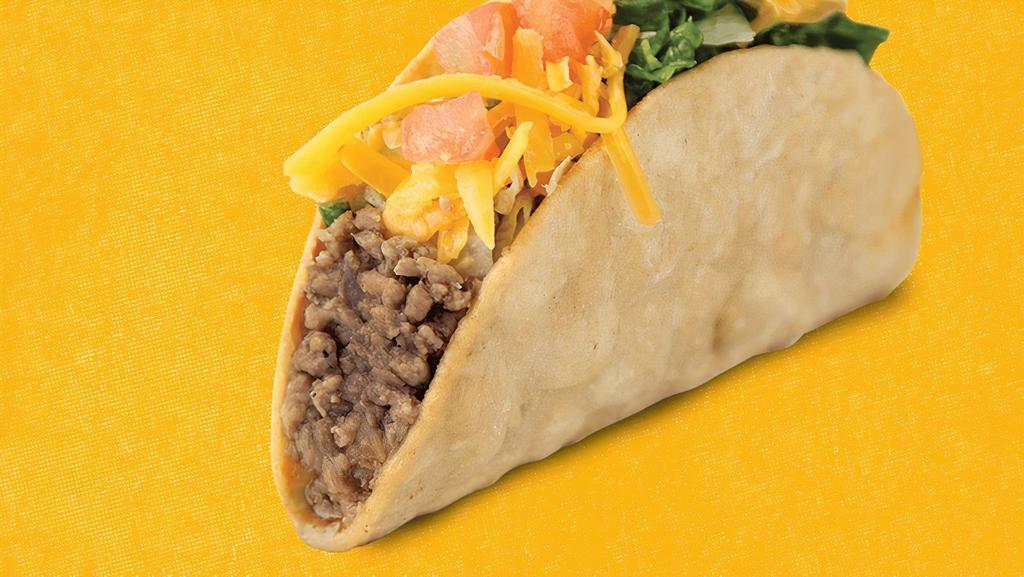 Taco Crispy Picadillo · This taco includes a Taco P-style tortilla shell stuﬀed with our home-style beef picadillo fresh lettuce, diced tomatoes and cheddar cheese.