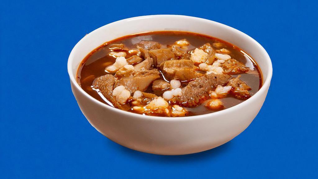 Menudo Large · Don’t wait until Sunday for Menudo! Our spicy tripe and hominy soup is served every day. Includes chopped onions, cilantro, limes and red hot sauce on the side.