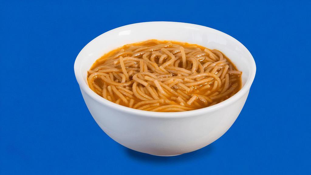 Fideo Regular · These warm vermicelli noodles are prepared in a delicious chicken broth. Includes limes and red hot sauce on the side.
